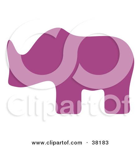 Clipart Illustration of a Purple Silhouetted Rhino by Alex Bannykh