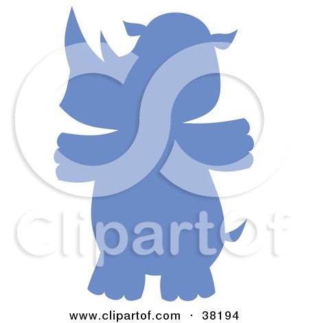 Clipart Illustration of a Blue Silhoeutted Rhino by Alex Bannykh