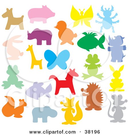 Clipart Illustration of Colorful Animal Silhouettes by Alex Bannykh
