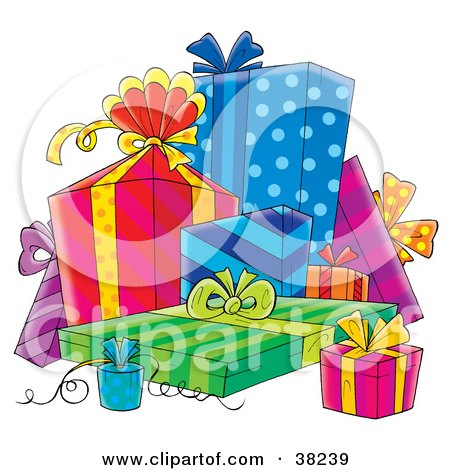 Clipart Illustration of a Cluster Of Colorful Wedding Or Birthday Gifts by Alex Bannykh