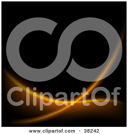 Clipart Illustration of Two Waves Of Bright Orange Electric Lines Crossing Over A Black Background by dero