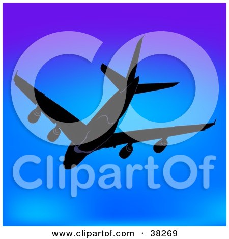 Clipart Illustration of a Commercial Plane Flying Away In A Blue Sky by dero