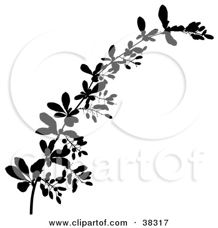 Clipart Illustration of a Black Tree Branch Silhouette by dero