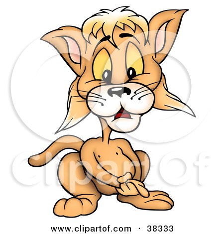 Clipart Illustration of a Beige Kitty Clasping His Hands by dero