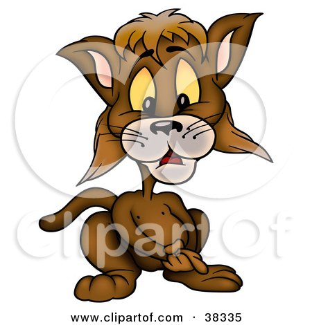 Clipart Illustration of a Brown Cat Clasping His Hands by dero