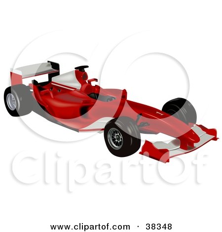 Clipart Illustration of a Red And White Ferrari F2004 by dero