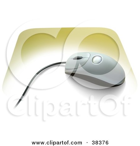Clipart Illustration of a Scroll Computer Mouse On A Yellow Mousepad by dero
