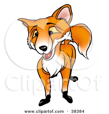Clipart Illustration of a Friendly Male Fox With Yellow Eyes by dero
