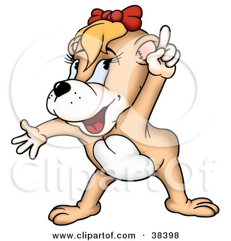 Clipart Illustration of a Creative Blond Dog Pointing Upwards by dero