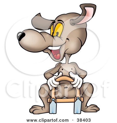 Clipart Illustration of a Happy Dog Sitting On A Sled by dero