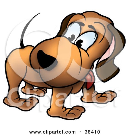 Clipart Illustration of a Brown Dog Looking Back At His Own Tail by dero
