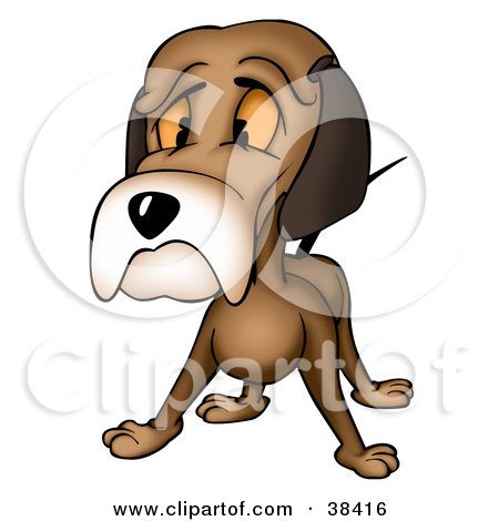 Clipart Illustration of a Sad Brown Dog Giving The Puppy Face by dero