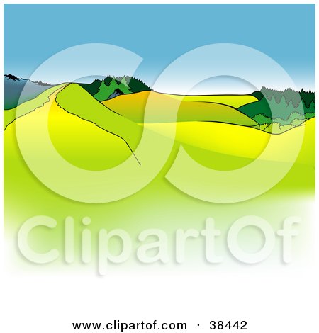 Clipart Illustration of a Nature Background Of A Green Hilly Landscape by dero