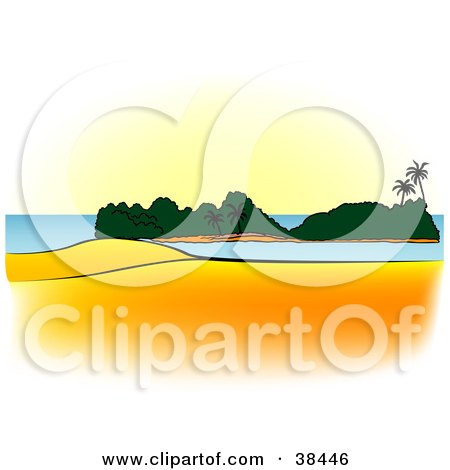 Clipart Illustration of a Nature Background Of An Island Near A Beach by dero