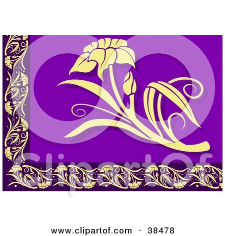 Clipart Illustration of a Yellow And Purple Floral Border by dero