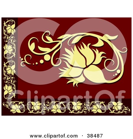 Clipart Illustration of a Yellow And Red Floral Border by dero
