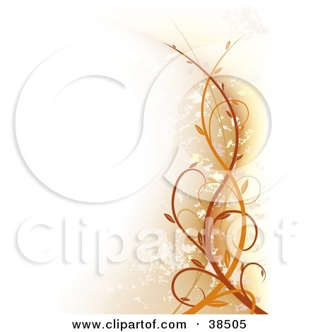 Clipart Illustration of a Faint Orange And White Background With Vines And Grunge by dero