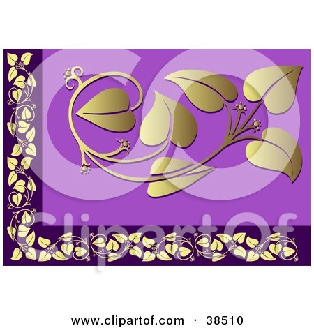 Clipart Illustration of a Golden And Purple Floral Border by dero