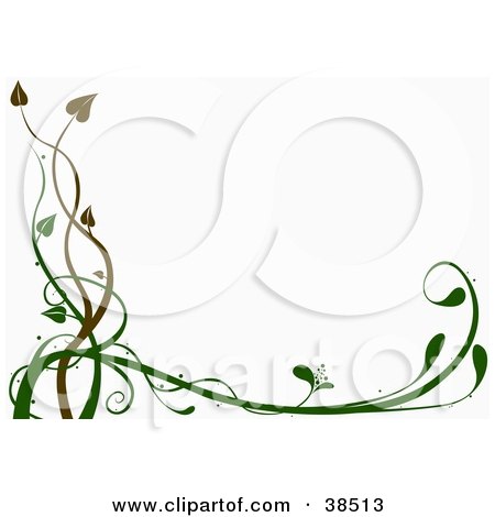 Clipart Illustration of a White Background Bordered With Brown And Green Organic Vines by dero