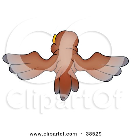 Clipart Illustration of a Brown Bird Flying Away by dero