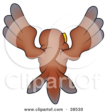 Clipart Illustration of a Brown Bird Flapping Its Wings And Flying Away by dero