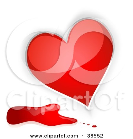 Clipart Illustration of a Shiny Red Heart With Blood Splatters by dero