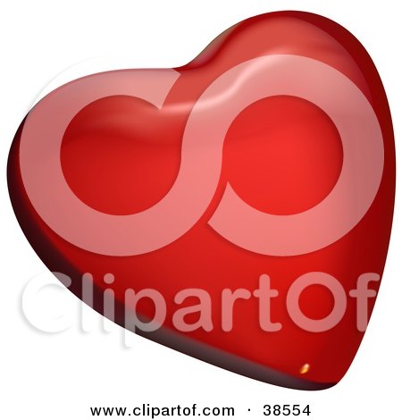 Clipart Illustration of a 3d Red Heart With Shades Of Lighting by dero