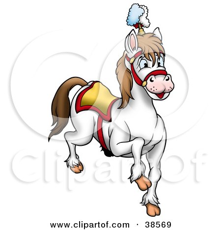 Clipart Illustration of a White Circus Horse by dero