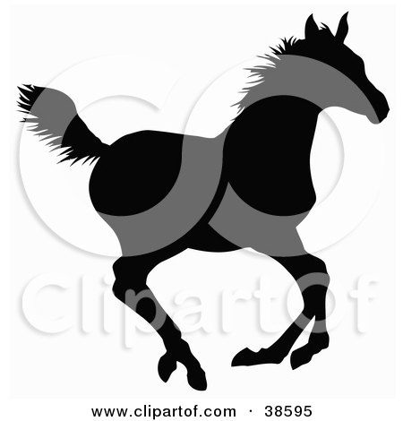 Clipart Illustration of a Black Silhouette Of A Galloping Horse by dero