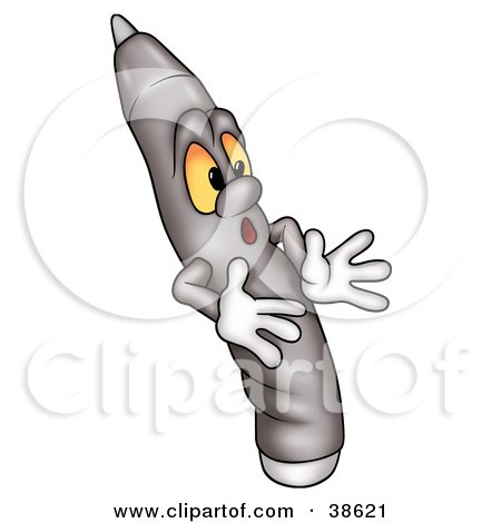 Clipart Illustration of a Shocked Gray Marker Leaning Back by dero