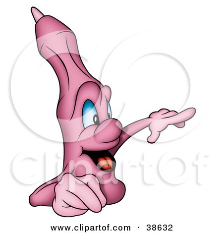 Clipart Illustration of a Pink Marker Smiling And Pointing Right by dero