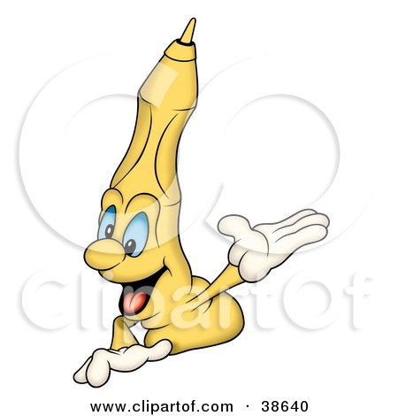 Clipart Illustration of a Yellow Marker Smiling And Gesturing With His Hand by dero