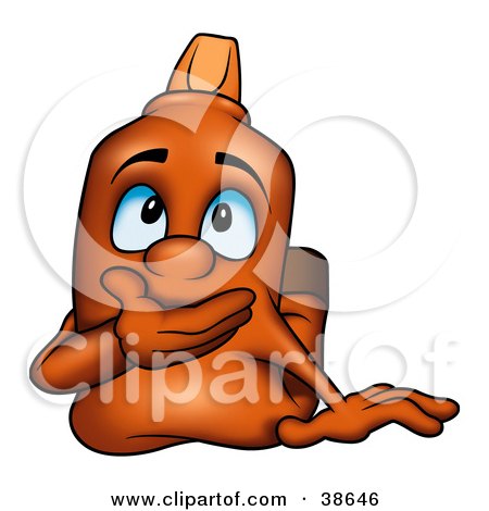 Clipart Illustration of a Shocked Orange Marker Covering His Mouth by dero