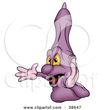 Clipart Illustration of a Purple Marker Touching His Cheek And Smiling by dero