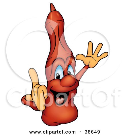 Clipart Illustration of a Happy Red Marker Gesturing With His Hands by dero