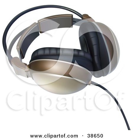 Clipart Illustration of a Pair of Brown Headphones by dero
