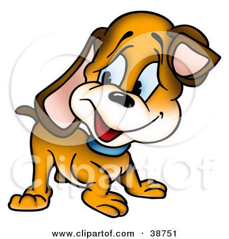 Clipart Illustration of a Curious Puppy Dog Looking Back Over His Shoulder by dero