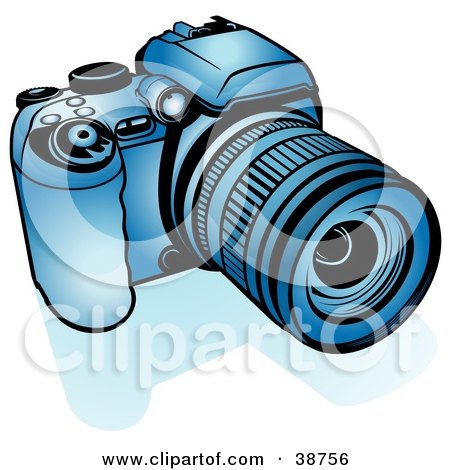 Clipart Illustration of a Blue Digital Camera by dero