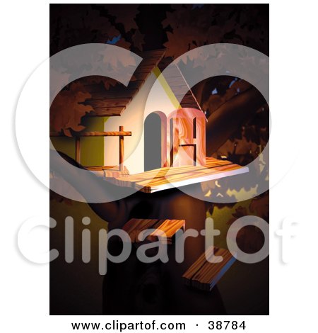 Clipart Illustration of Light Shining On A Treehouse by dero