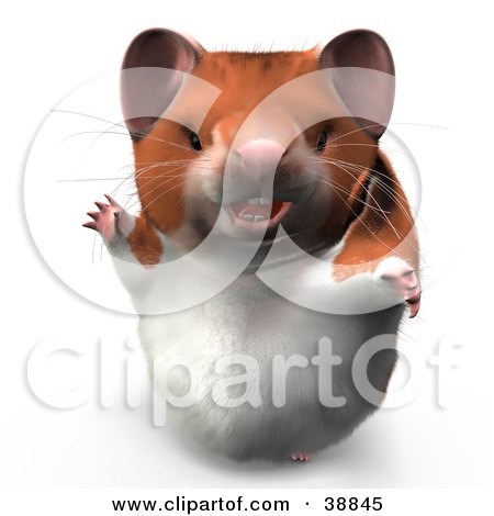 Clipart Illustration of Hammy The Productive Hamster Waving And Smiling by Leo Blanchette