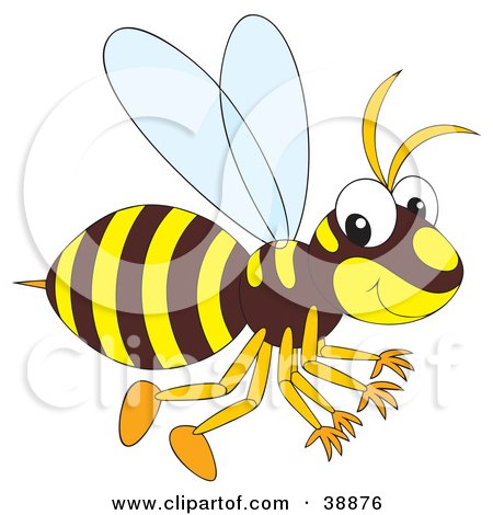 Clipart Illustration of a Brown and Yellow Hornet by Alex Bannykh
