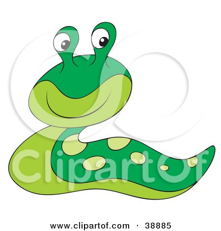 Clipart Illustration of a Cute Green Slug With Spots On Its Back by Alex Bannykh