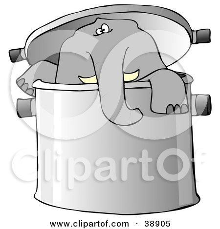 Clipart Illustration of a Curious Elephant Peeking Out Of A Pot by djart