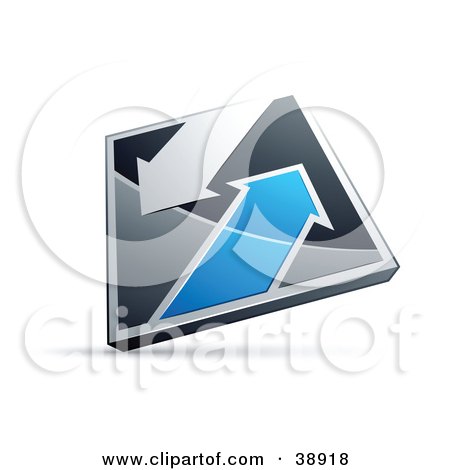 Clipart Illustration of a Pre-Made Logo Of A Chrome And Blue Diamond With Arrows by beboy
