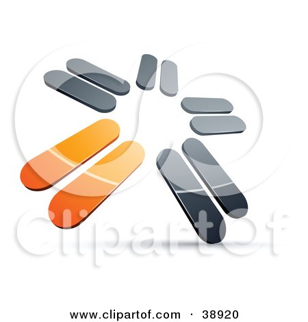 Clipart Illustration of a Pre-Made Logo Of Chrome And Orange Blades Spinning by beboy