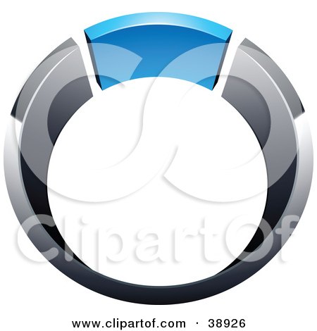 Clipart Illustration of a Pre-Made Logo Of A Chrome And Blue Ring by beboy