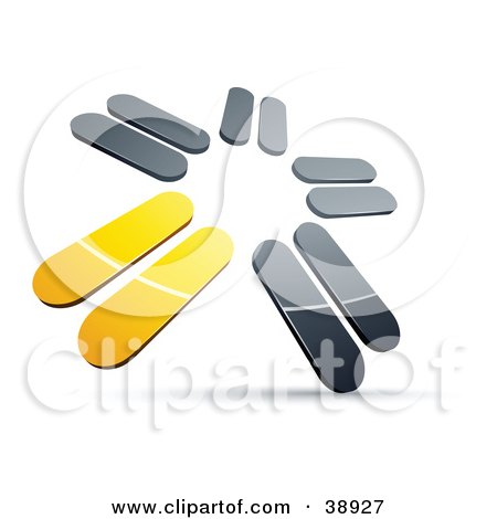 Clipart Illustration of a Pre-Made Logo Of Chrome And Yellow Blades Spinning by beboy