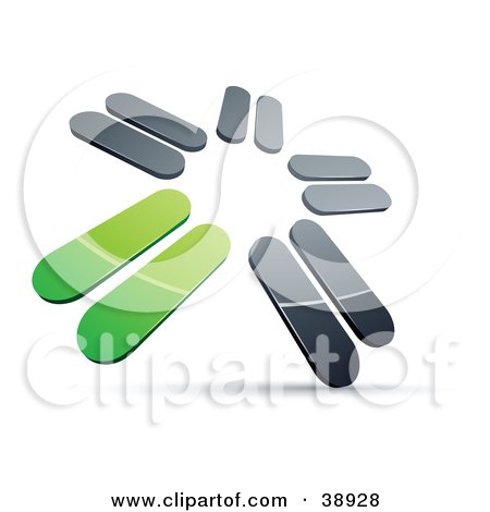 Clipart Illustration of a Pre-Made Logo Of Chrome And Green Blades Spinning by beboy