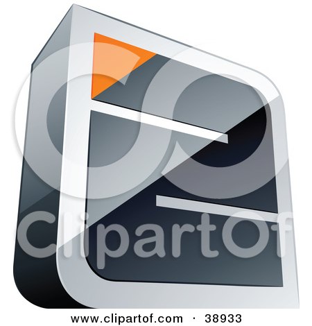 Clipart Illustration of a Pre-Made Logo Of A Chrome Maze With An Orange Triangle At The End by beboy