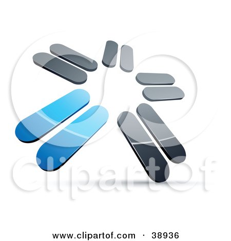Clipart Illustration of a Pre-Made Logo Of Chrome And Blue Blades Spinning by beboy